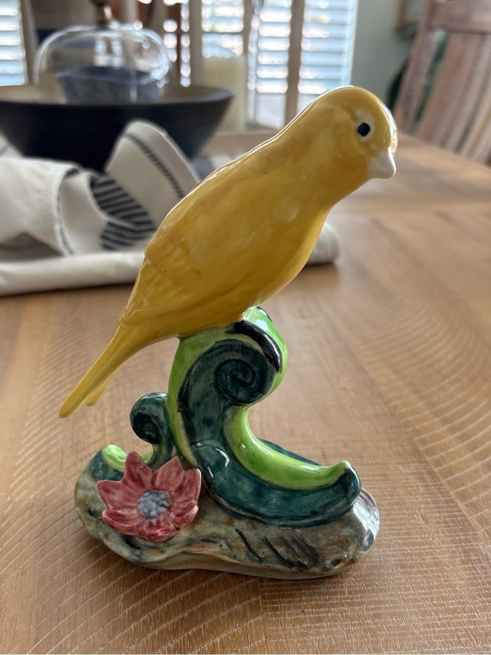 VINTAGE STANGL POTTERY #3746 BIRD CANARY RIGHT FACING RED FLOWER Mint Condition